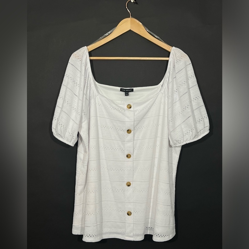 Lane Bryant Blouse Top Women’s Sz 18/20 White Off the Shoulder Short Sleeve New